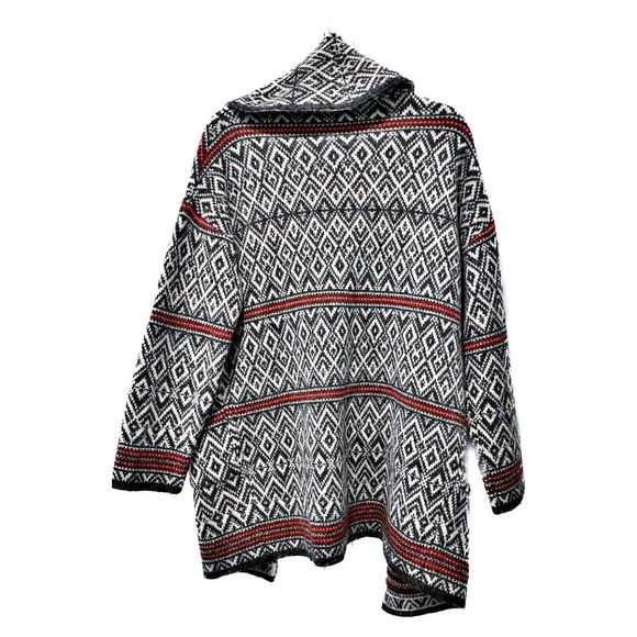 Aspen Gray Wool Blend Fair Isle Nordic Coatigan Cardigan Sweater Duster - Small - Picture 3 of 6
